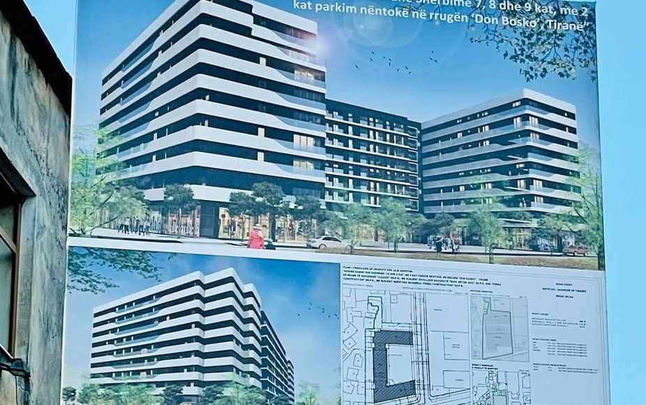 Godine banimi dhe sherbime 7, 8 dhe 9 kat me 2 kat parkimi nentoke ne rrugen Don Bosko, Tirane